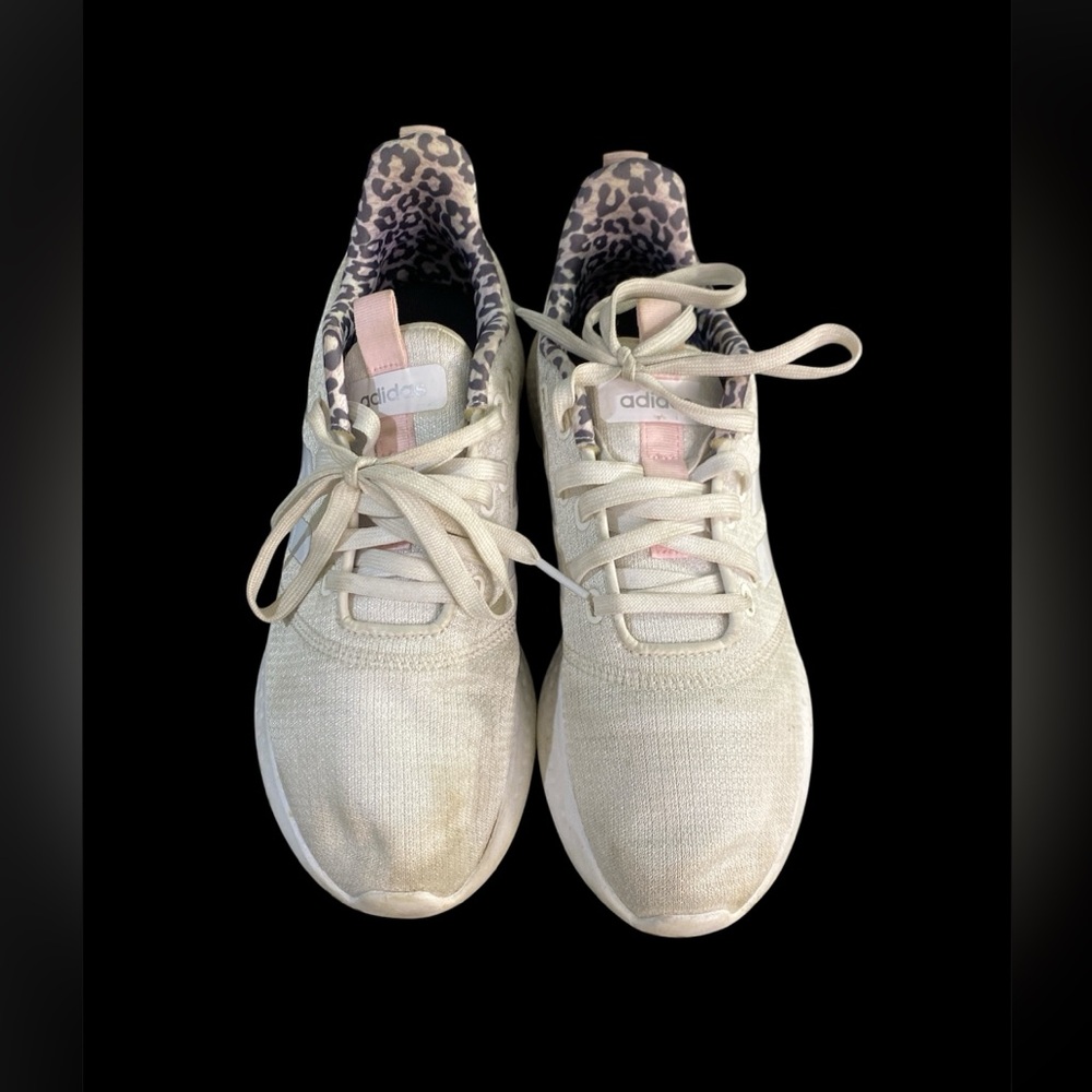 Adidas Cloudfoam Comfort Women Size 9  White 3 Stripes Running Shoes Athletic